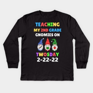 Teaching My 2nd Grade Gnomies on Twosday Kids Long Sleeve T-Shirt